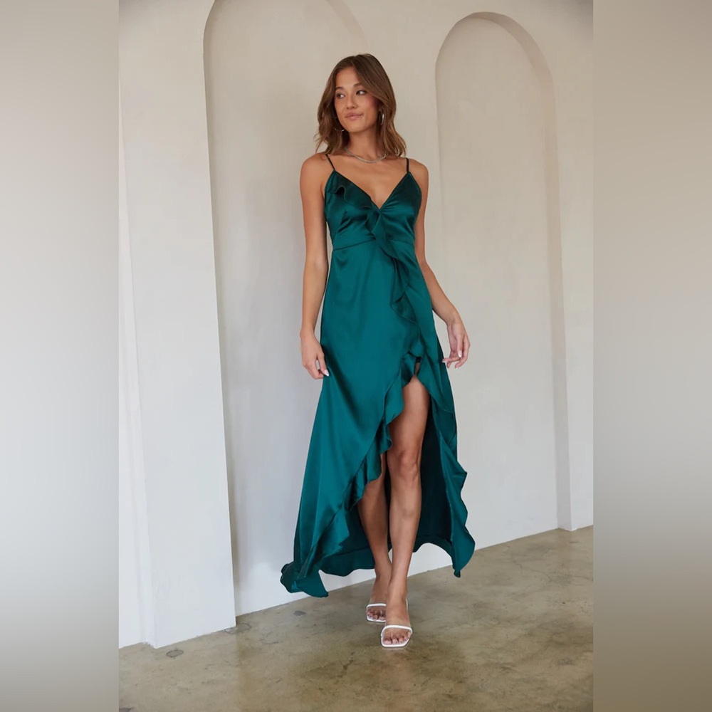 Christa Emerald Ruffle Maxi Dress